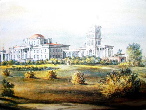  - Estate Rumyantsev-Paskevich. Paskievič (Paskiewicz) palace. Drawing by N. Orda
