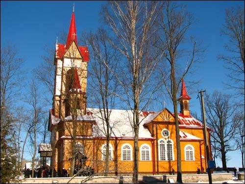 Kanvieliški. Catholic church of the Sacred Heart of Jesus