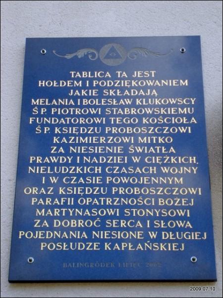 Balingródek. Kościół Opatrzności Bożej