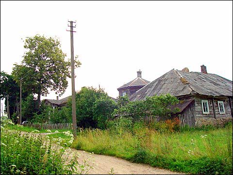 - Zespół dworsko-parkowy Wańkowiczów. Widok zabudowań dworskich od strony drogi