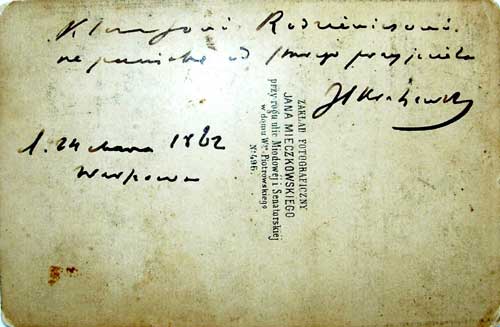  - Manor of Rodziewicz. ózef Kraszewski dedication to the Rodziewicz family: K. Rodziewiczowi na pamiątkę od swojego przyjaciela JI Kraszewski d.24 marca 1862 Warszawa